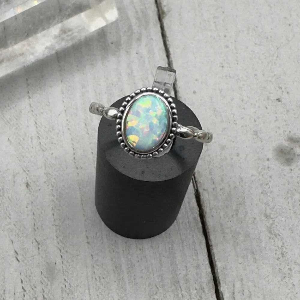 Lab Opal Sterling Silver Ring
